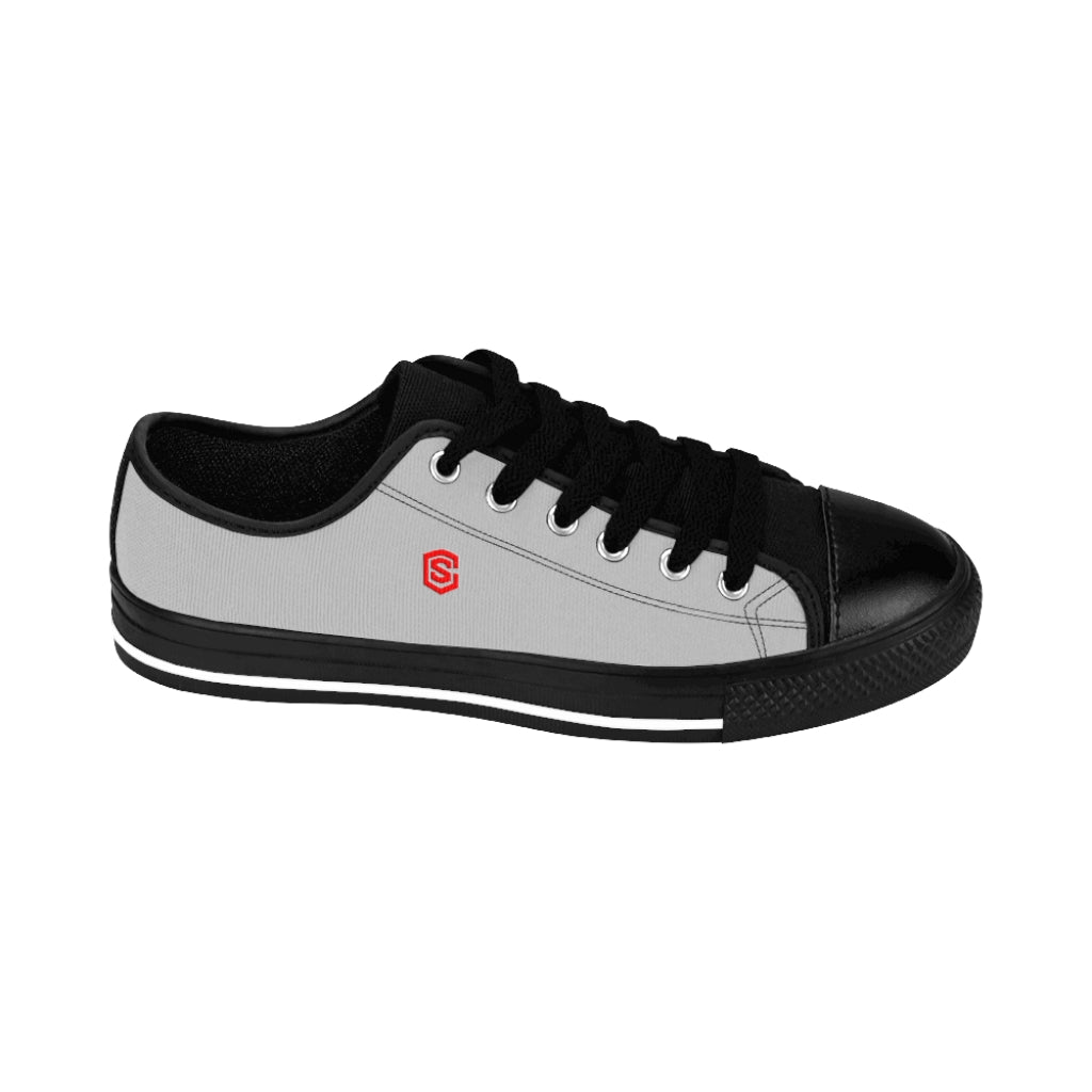 grey Men's Sneakers - red logo