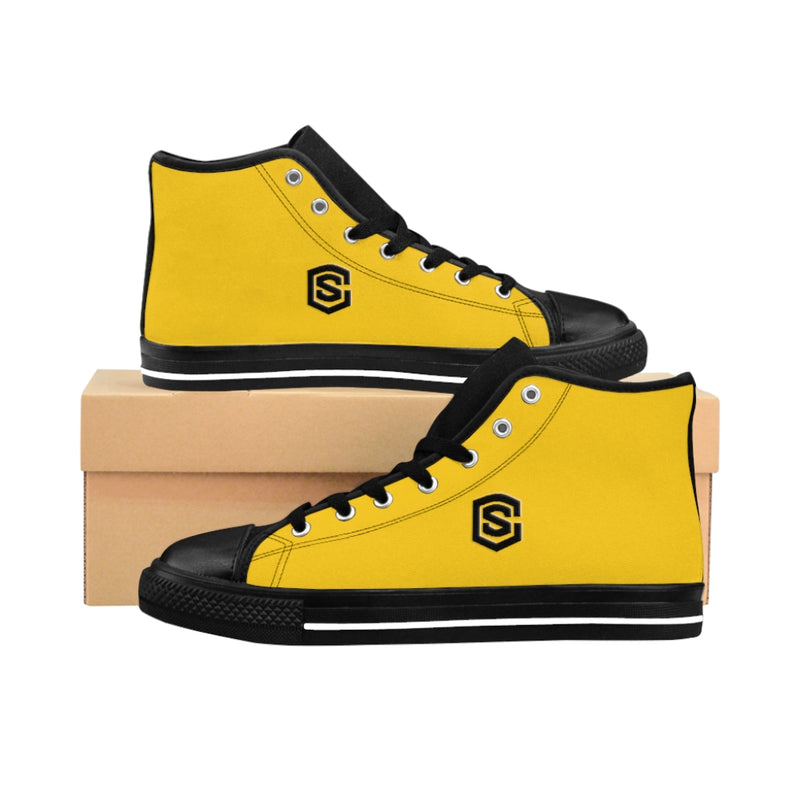 yellow Men's High-top Sneakers - black logo