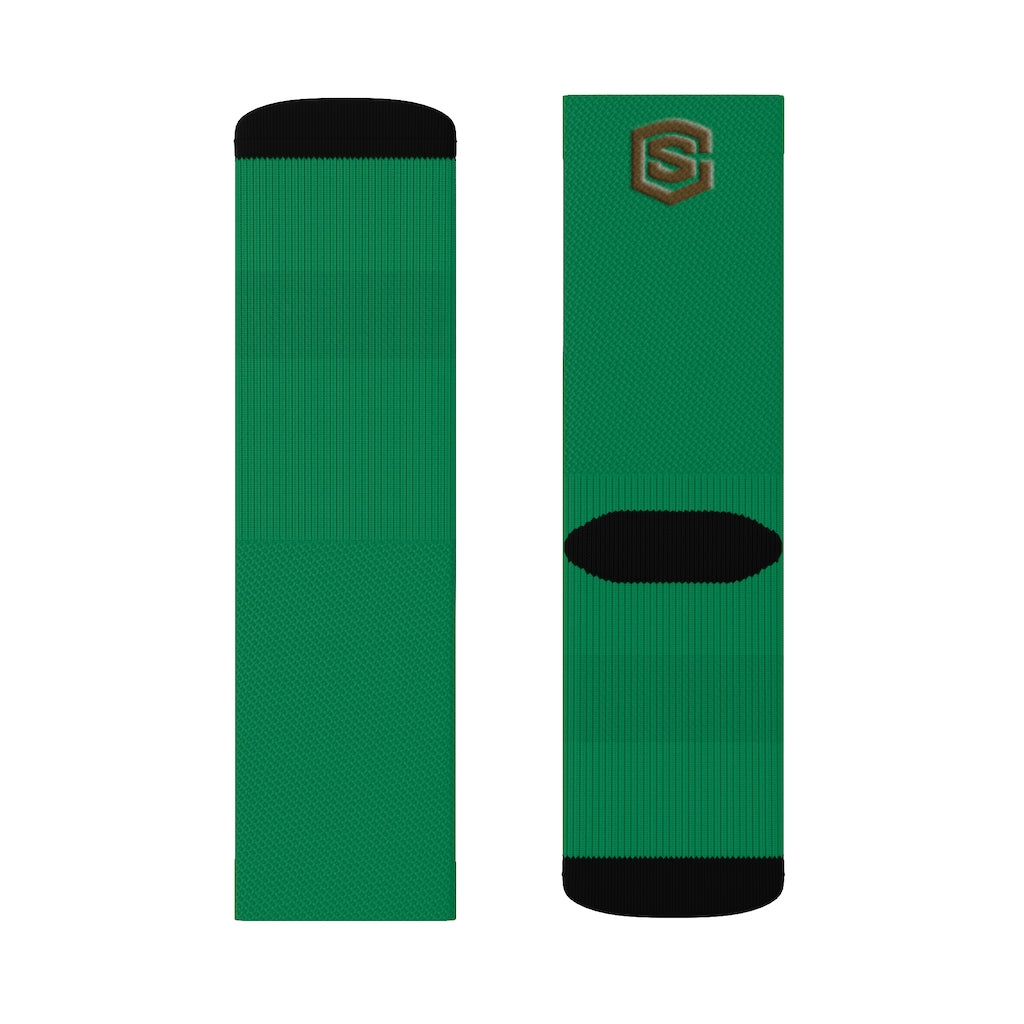 Green Sublimation Socks Brown Logo