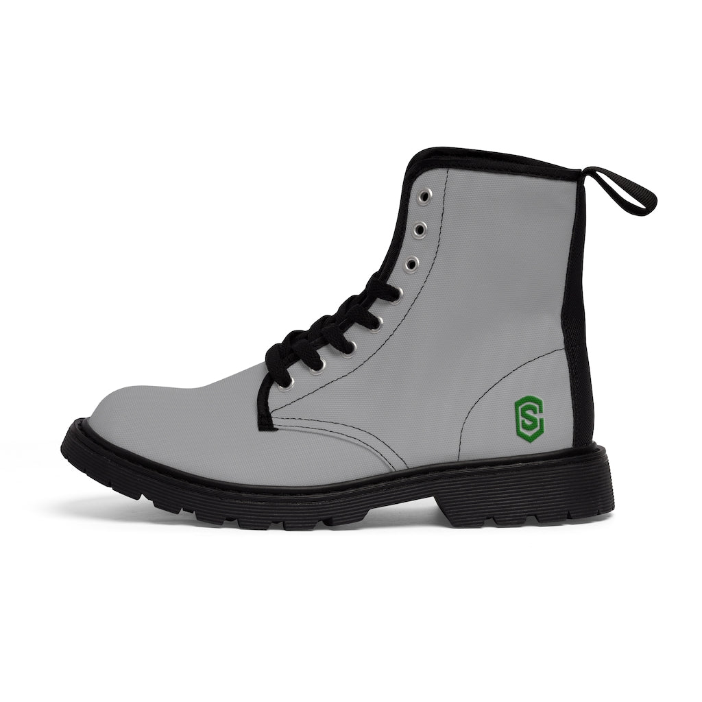 Grey Men's Canvas Boots Green Logo