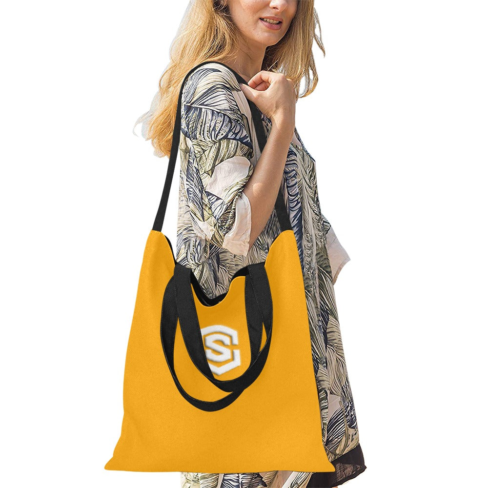 Orange All Over Print Canvas Tote Bag With White Logo All Over Print Canvas Tote Bag(Model1698)(Medium)