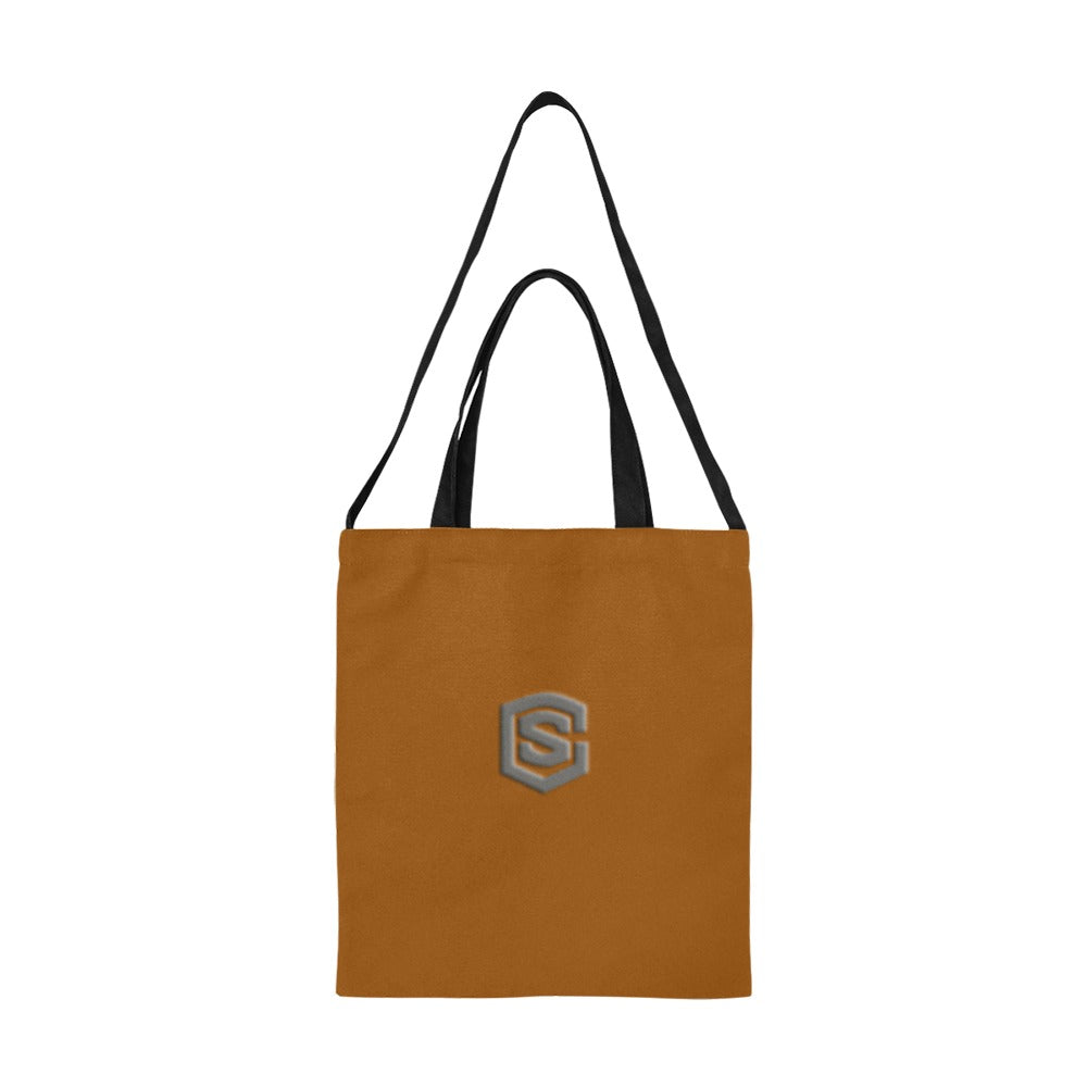 Brown All Over Print Canvas Tote Bag With Grey Logo All Over Print Canvas Tote Bag(Model1698)(Medium)
