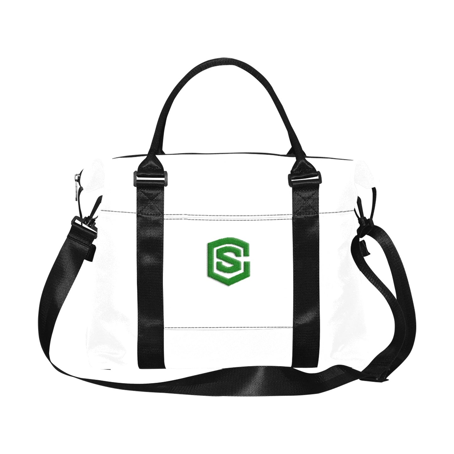 White Large Capacity Duffle Bag With Green Logo Large Capacity Duffle Bag(Model1715)