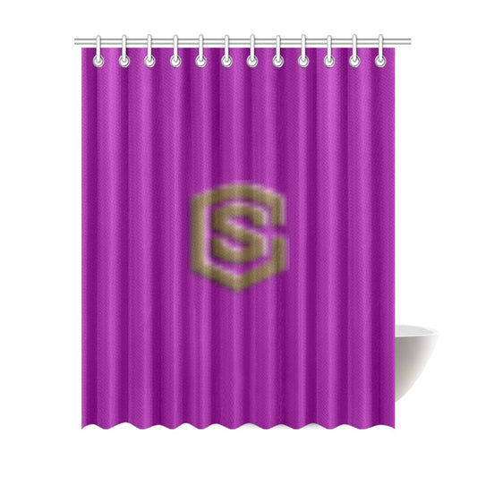 Purple Shower Curtain 69"x84" with Brown Logo Shower Curtain 69"x84"