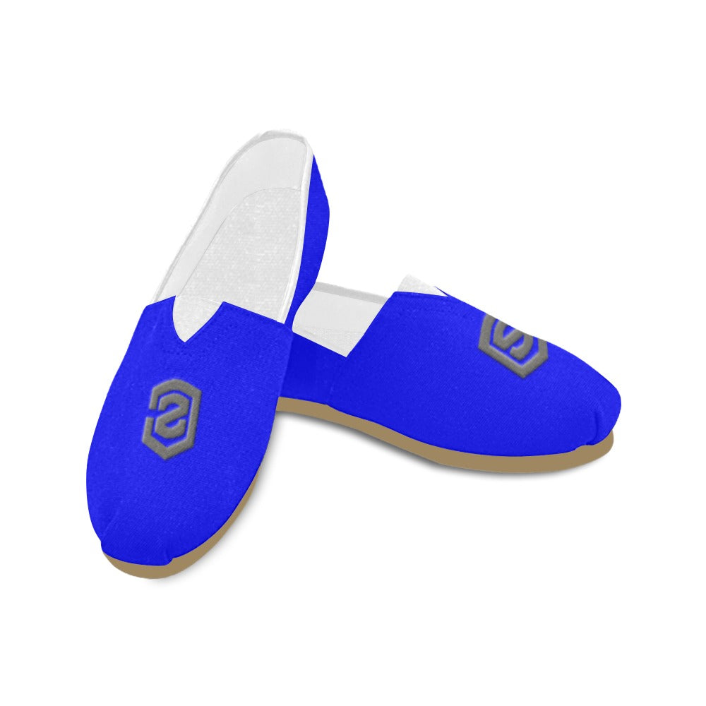 BLUE Casual Canvas Women's WITH GRAY LOGO Casual Canvas Women's Shoes (Model 004) (Designs are mirrored)