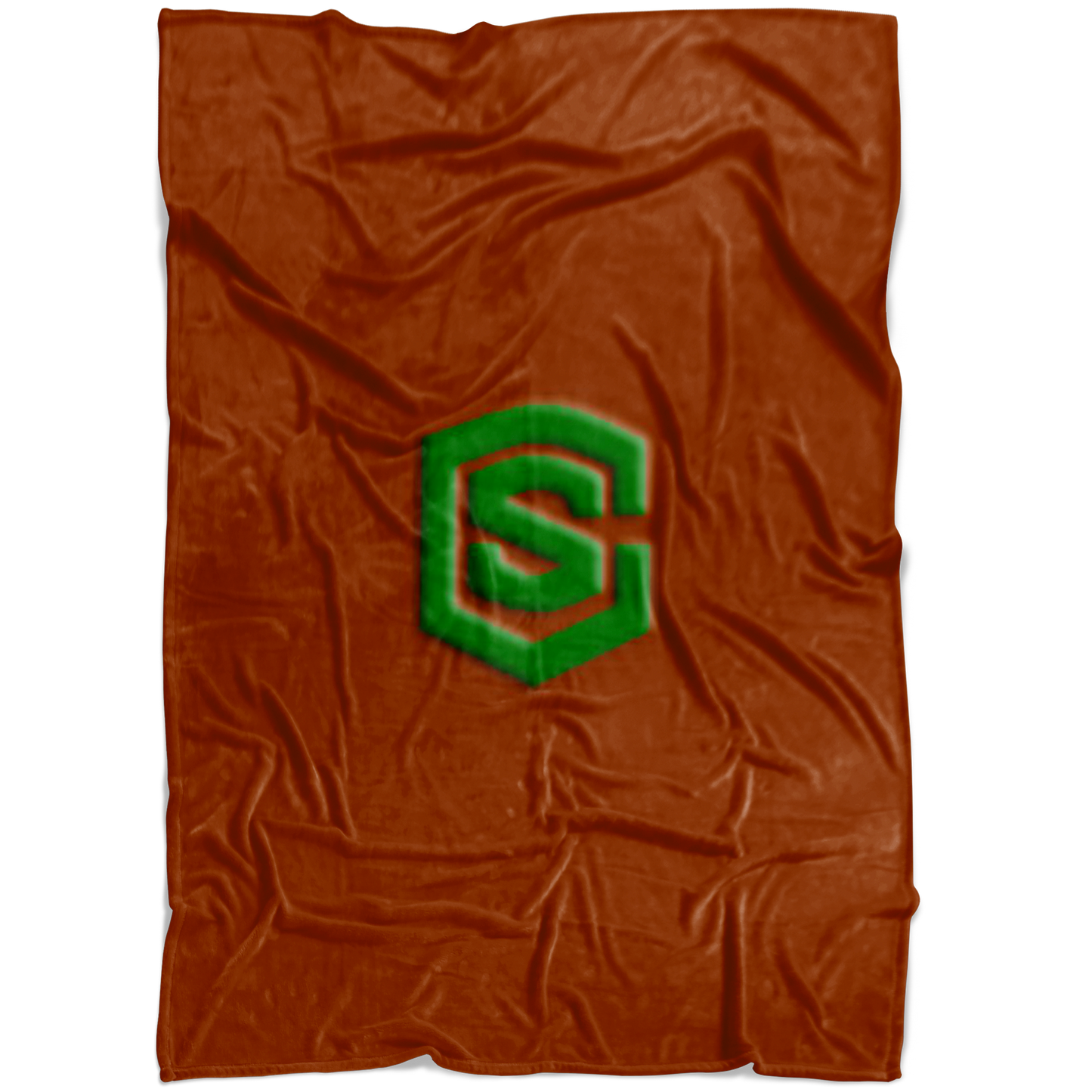Brown Fleece Blanket Green Logo