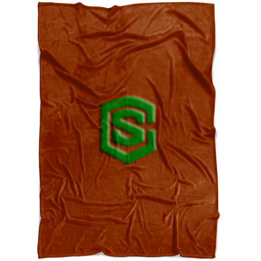 Brown Fleece Blanket Green Logo