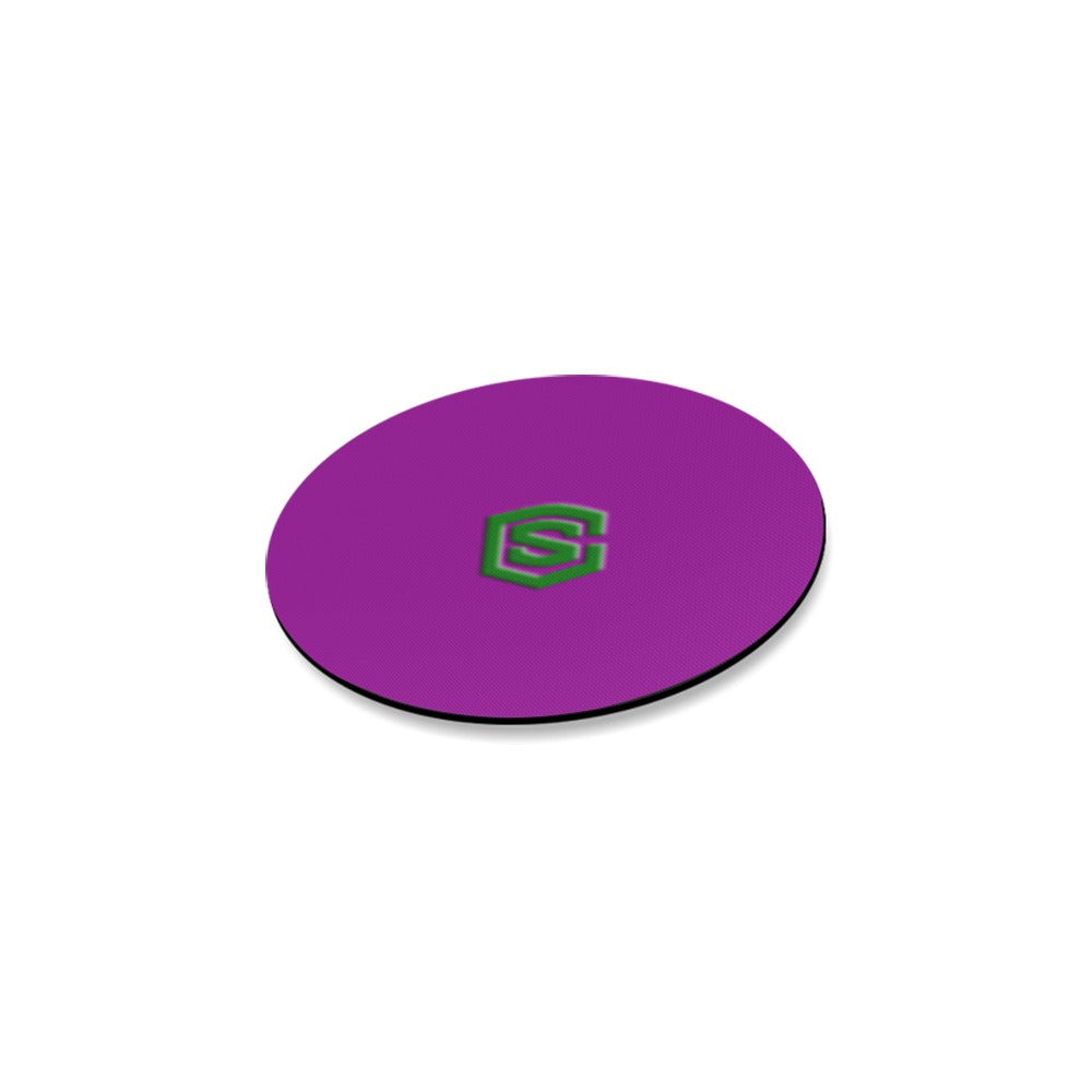Purple Round Coaster with Green Logo Round Coaster