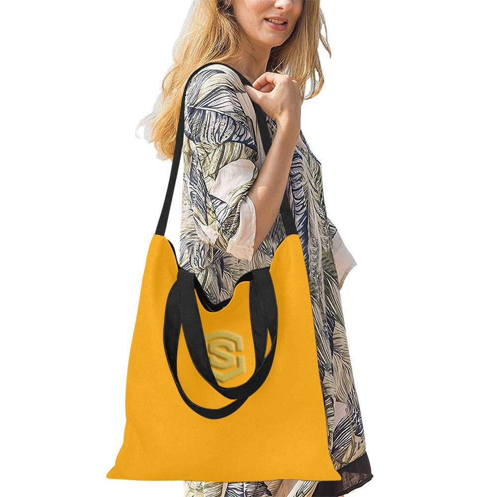Orange All Over Print Canvas Tote Bag With Gold Logo All Over Print Canvas Tote Bag(Model1698)(Medium)