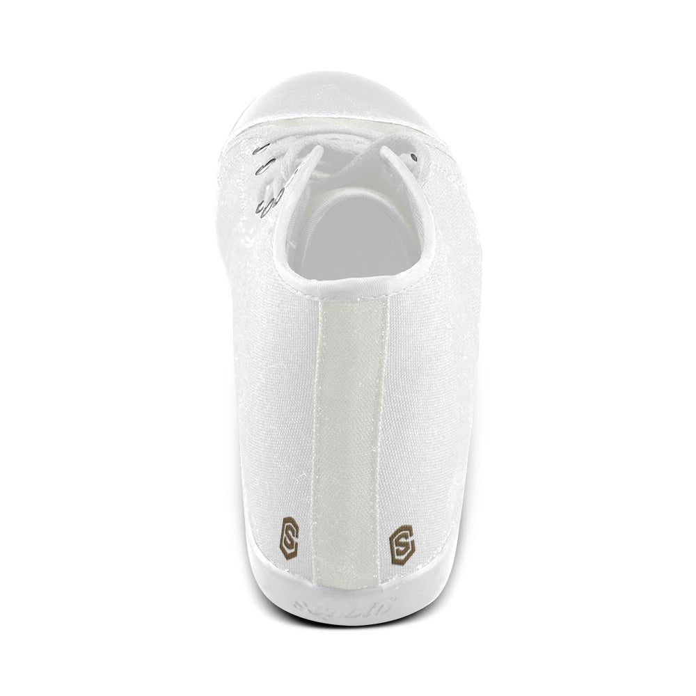 GRAY CANVAS KID SHOES brown logo High Top Canvas Kid's Shoes (Model 002)