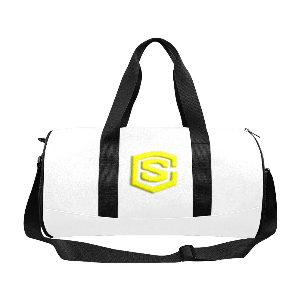 WHITE TRAVEL BAG WITH YELLOW LOGO Travel Duffel Bags (Model 1679)