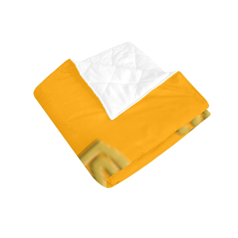 Orange Quilt with Gold Logo Custom Quilt  70" x 80"