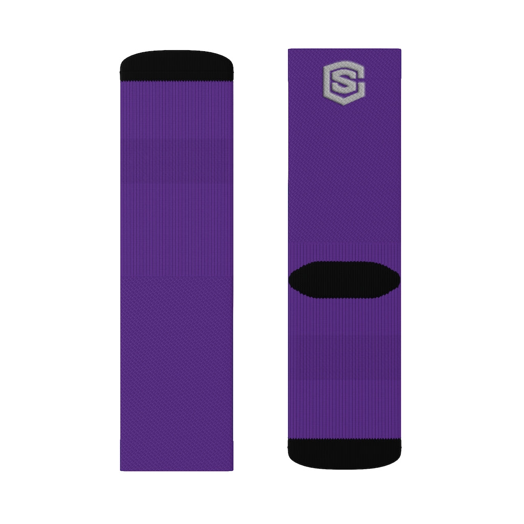 Purple Sublimation Socks Silver Logo