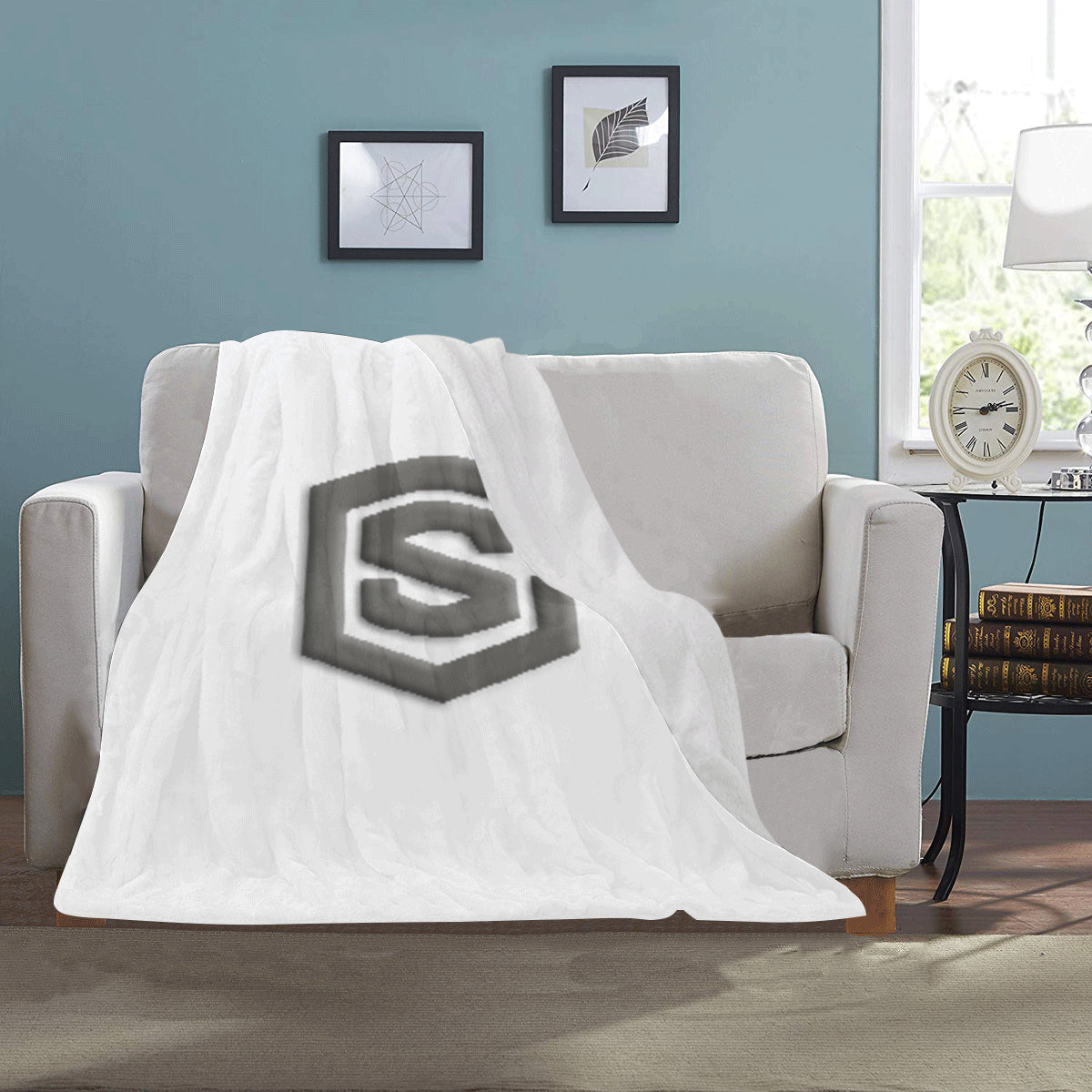 White Ultra-Soft Micro Fleece Blanket with Gray Logo Ultra-Soft Micro Fleece Blanket 30"x40"