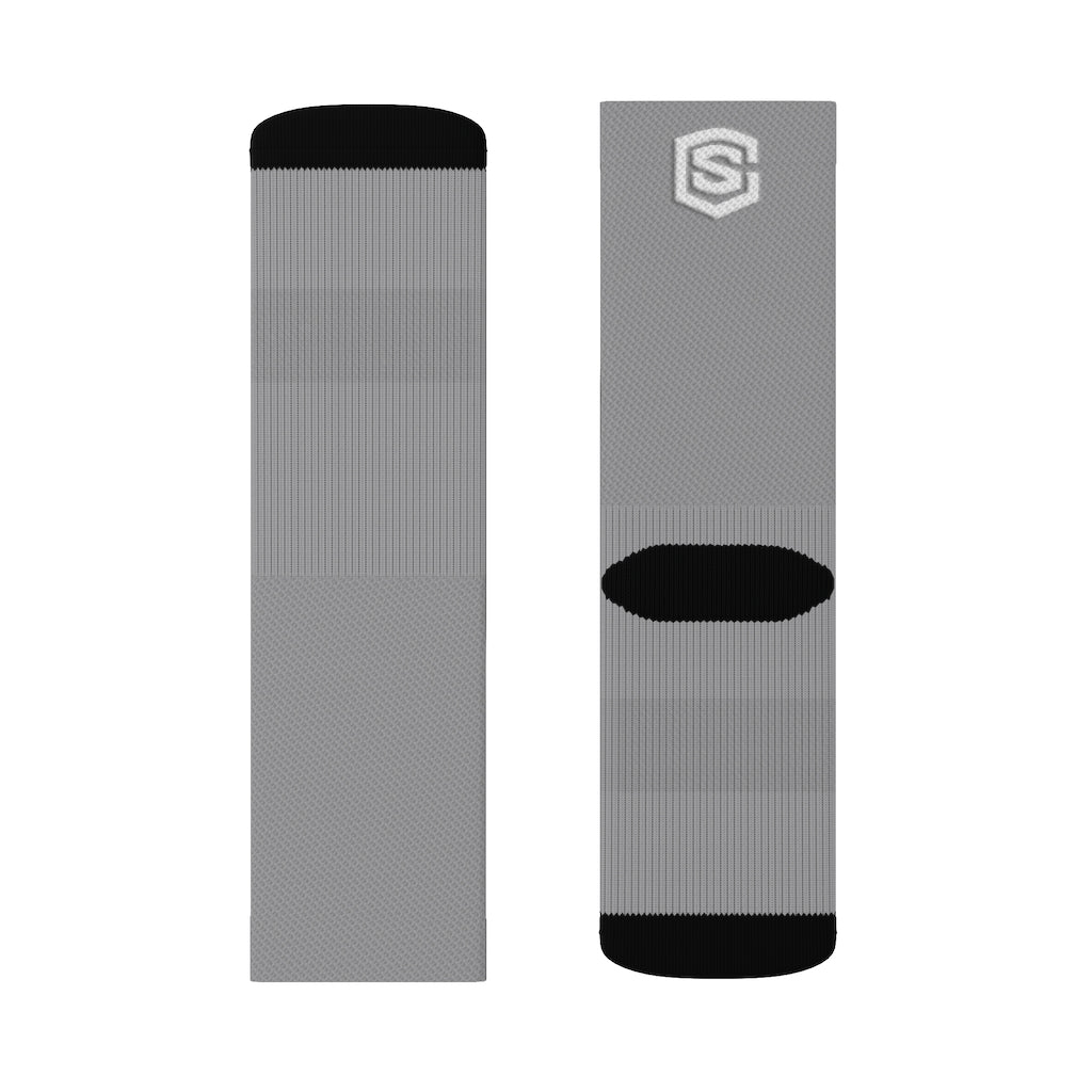 Dark Grey Sublimation Socks White Logo