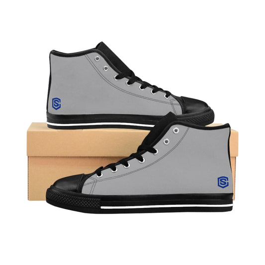 grey Women's High-top Sneakers Blue logo