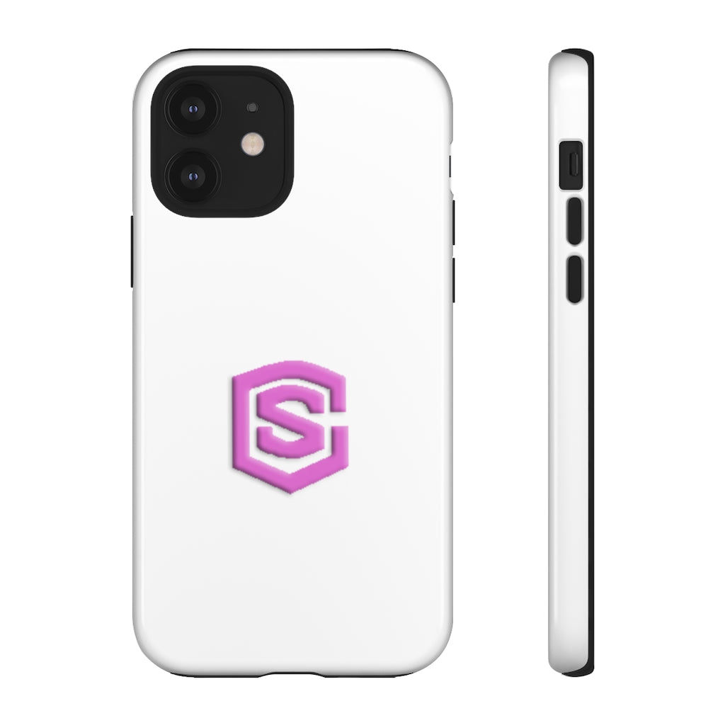 White Tough Cases Pink Logo
