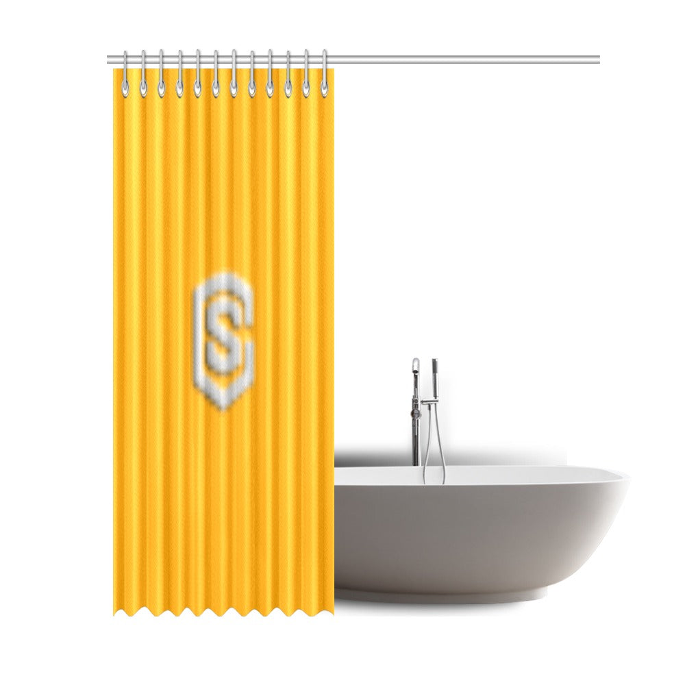 Orange Shower Curtain 69"x84" with Silver Logo Shower Curtain 69"x84"