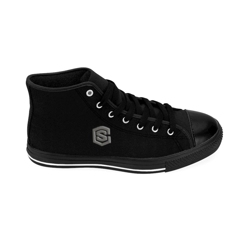 black Men's High-top Sneakers Silver logo