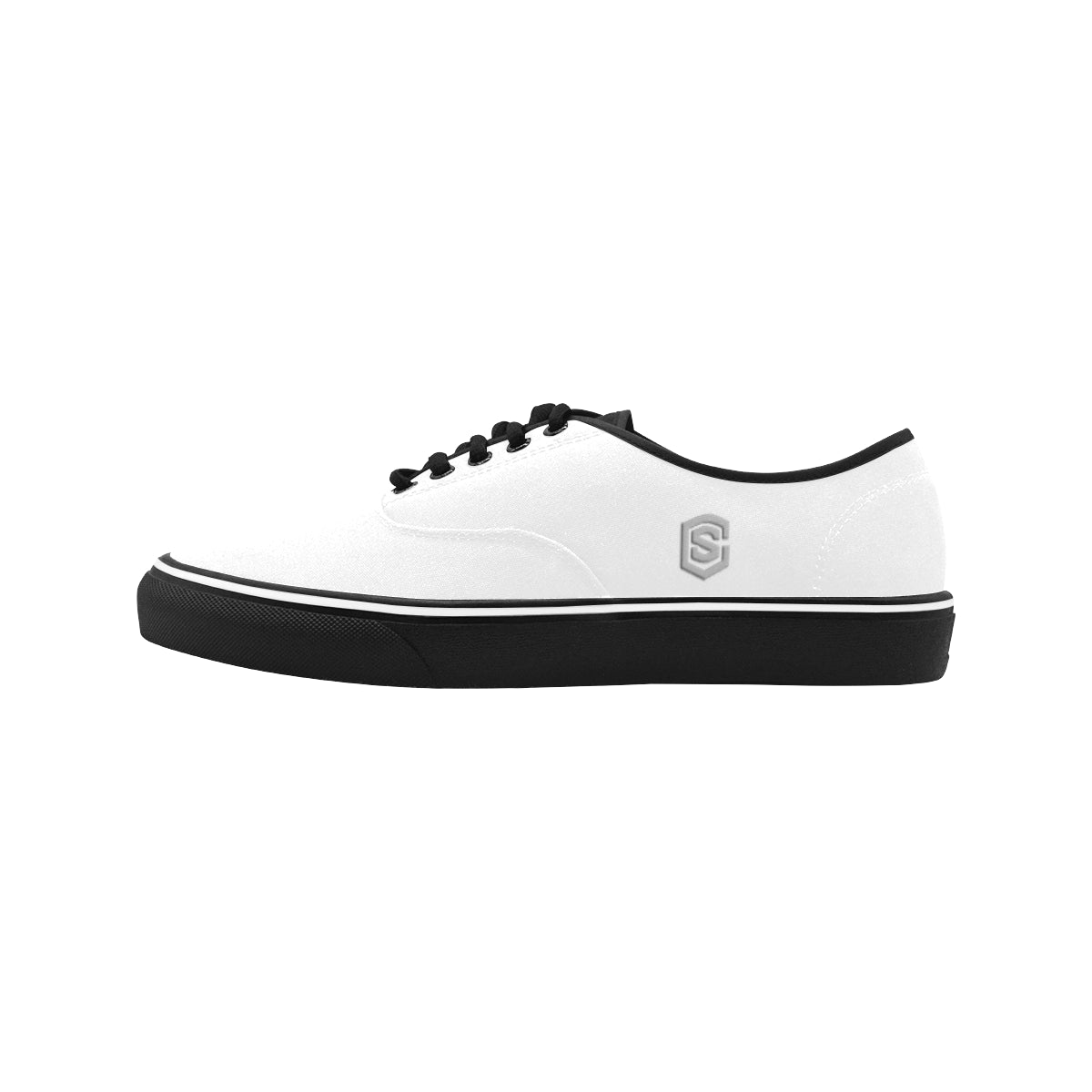 silver logo Classic Men's Canvas Low Top Shoes/Large (Model E001-4)