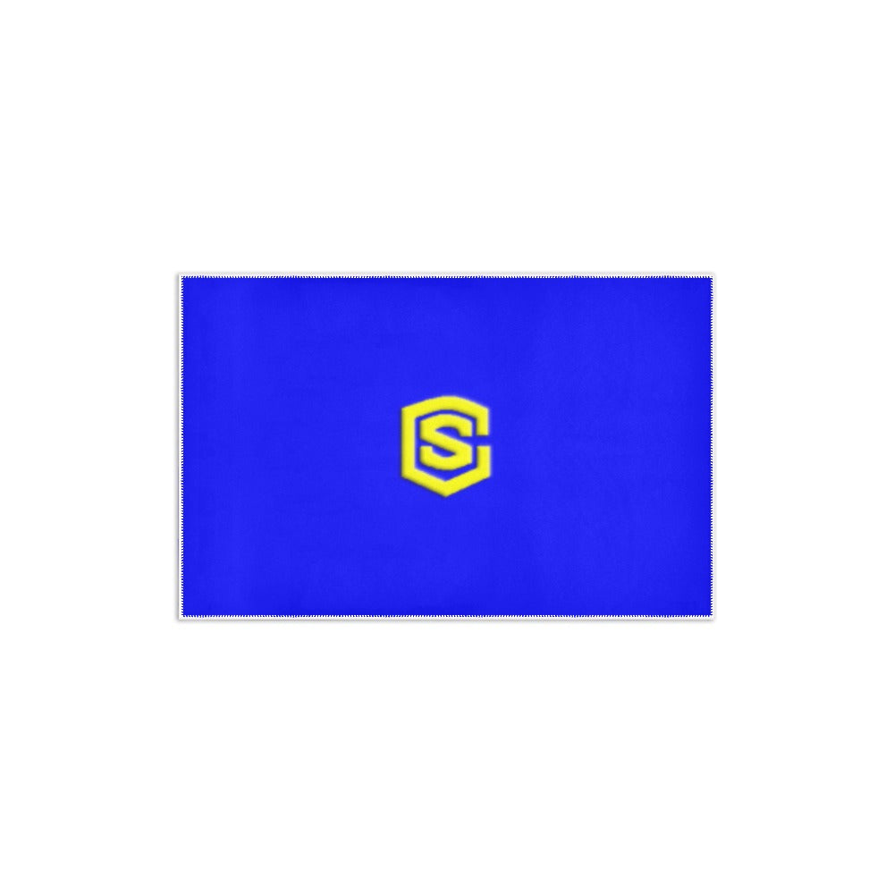 BLUE SMALL AREA RUG WITH YELLOW LOGO Area Rug 2.6' x 1.7'