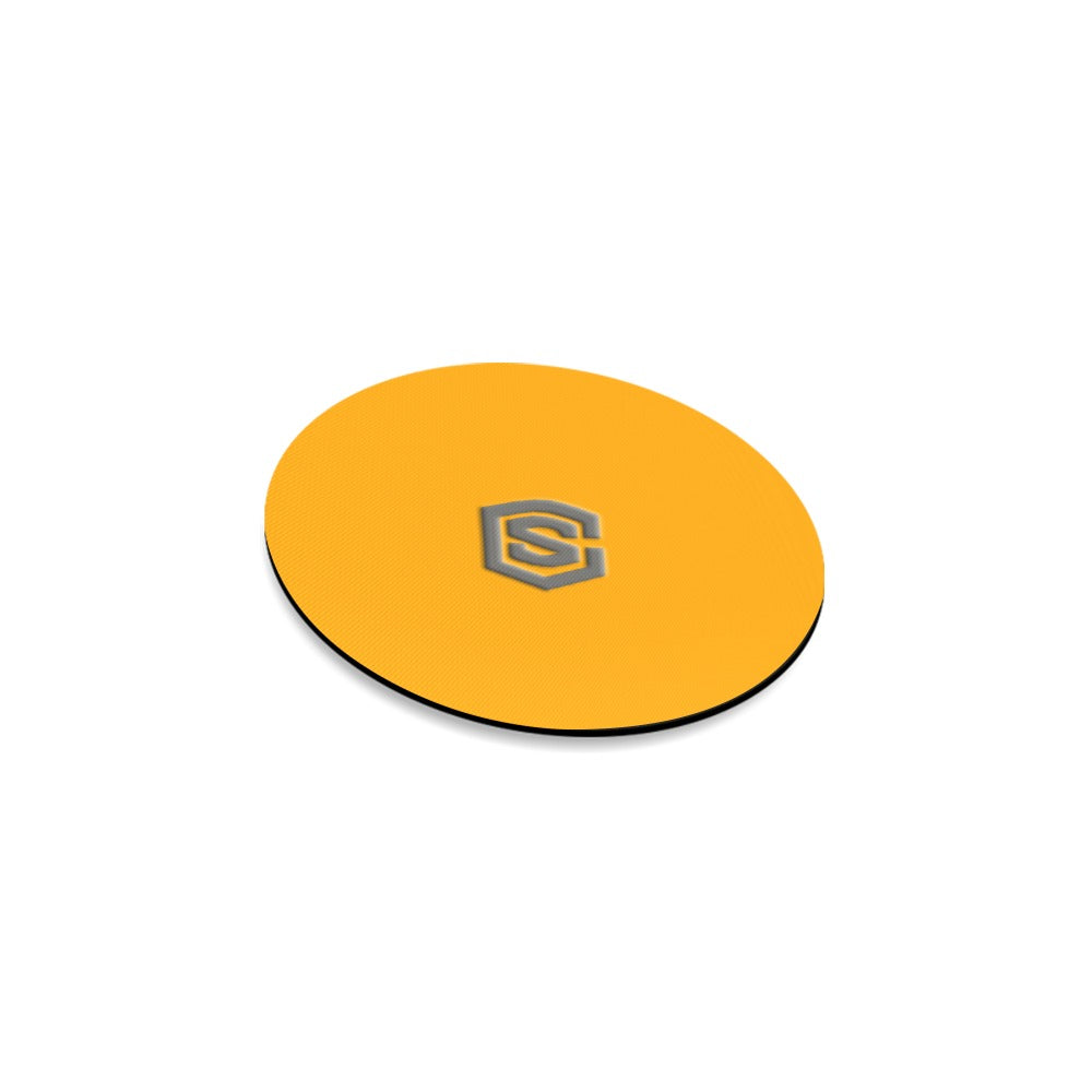 Orange Round Coaster with Gray Logo Round Coaster