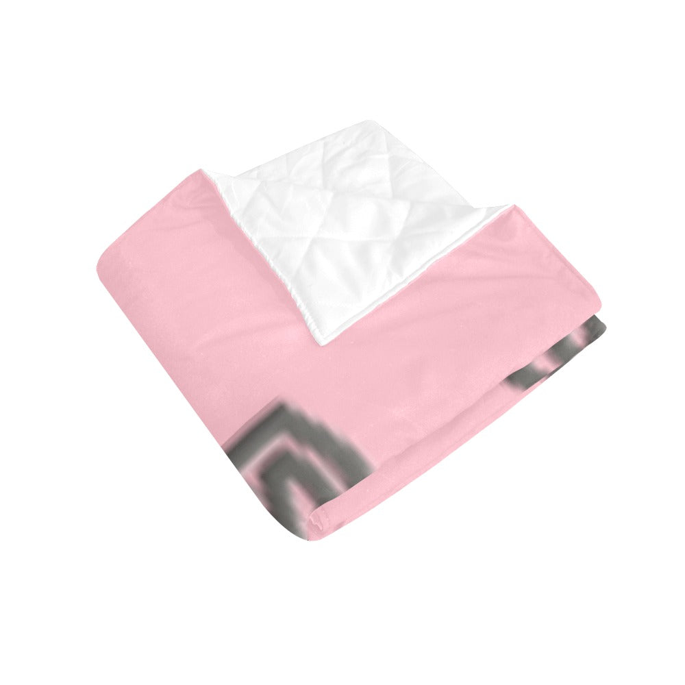 Pink Quilt with Gray Logo Custom Quilt  70" x 80"