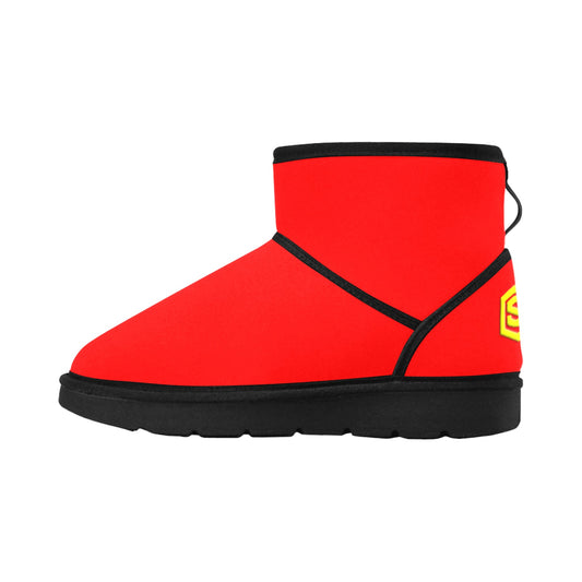 RED Low Top Men's Snow Boots WITH YELLOW LOGO Low Top Men's Snow Boots (Model 049)