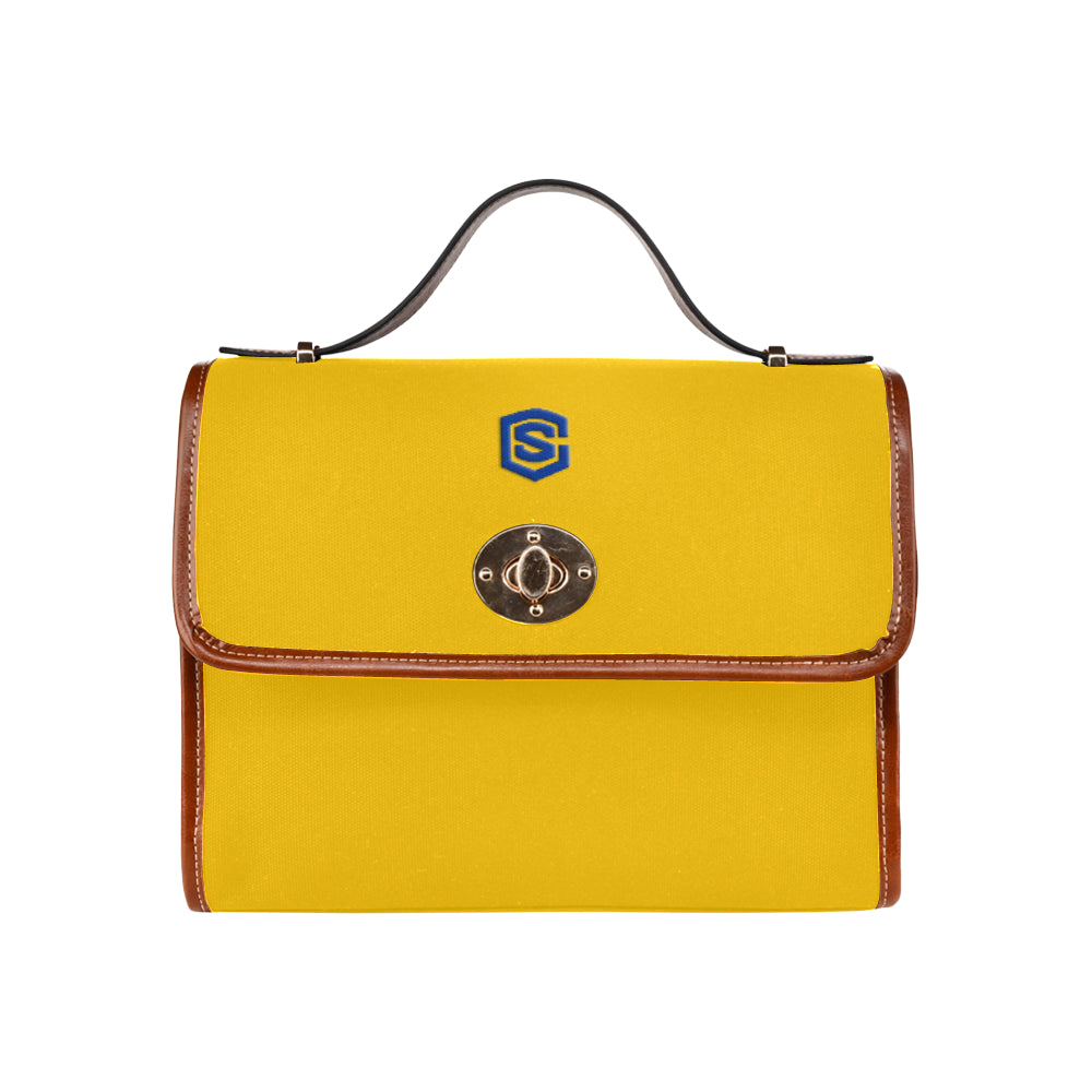 ORANGE WATERFROOF CANVAS BAG blue logo Waterproof Canvas Bag/All Over Print (Model 1641)