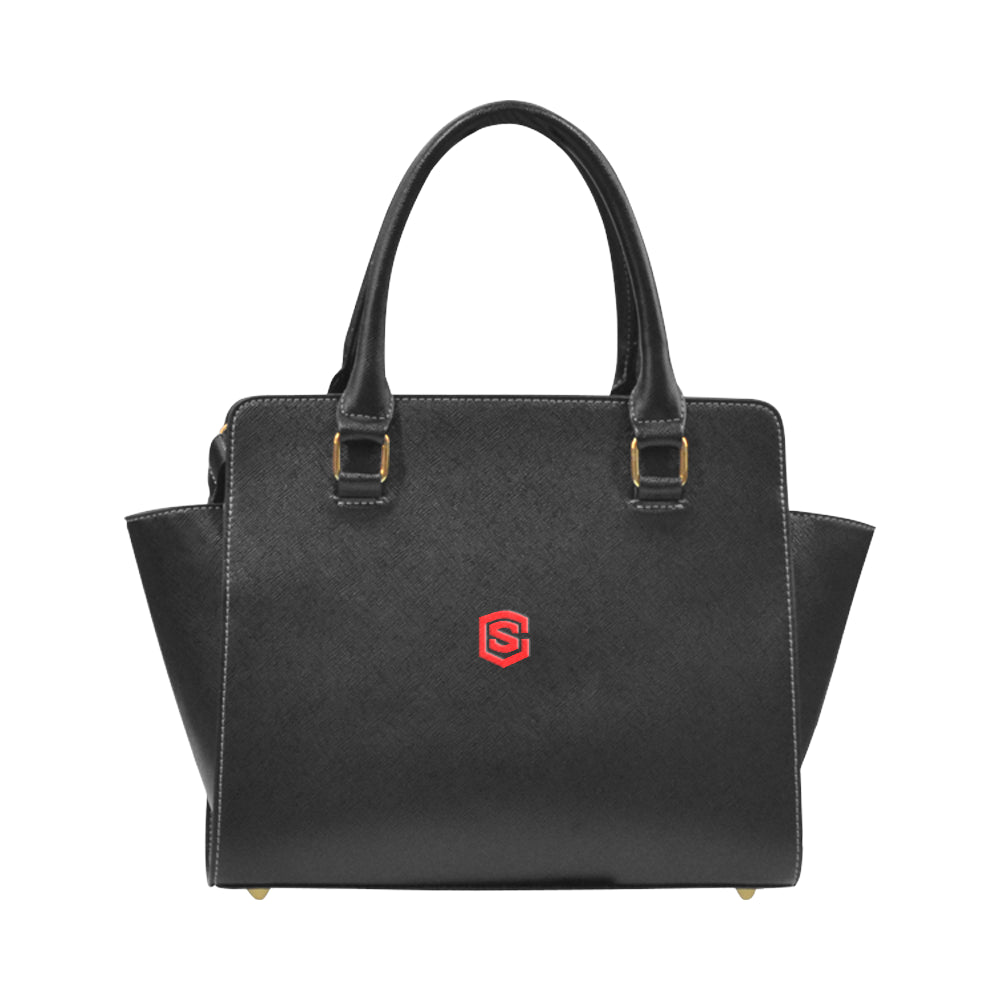 BLACK RIVET SHOULDER HANDBAG red logo Rivet Shoulder Handbag (Model 1645)