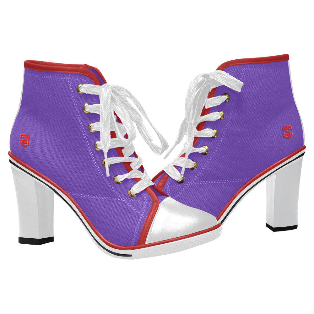 red logo Women's Lace Up Chunky Heel Ankle Booties (Model 054)