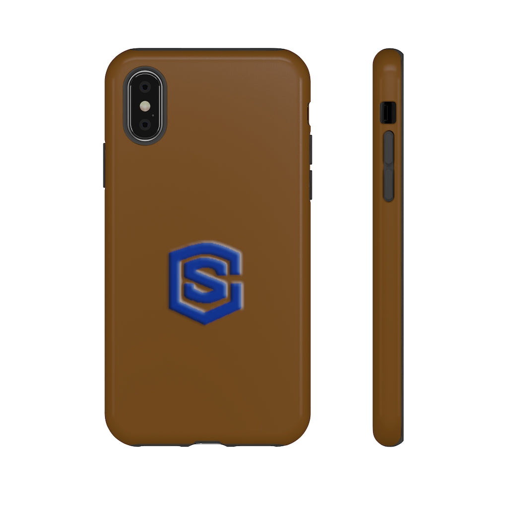 Brown Tough Cases Blue Logo