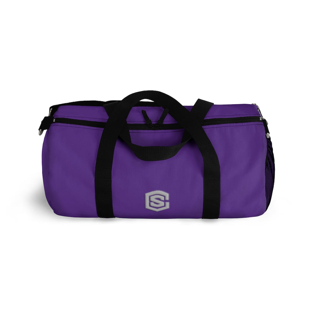 Purple Duffel Bag Silver Logo