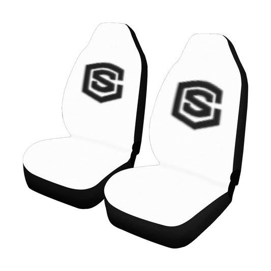 White Car Seat Covers Black Logo Car Seat Covers (Set of 2)