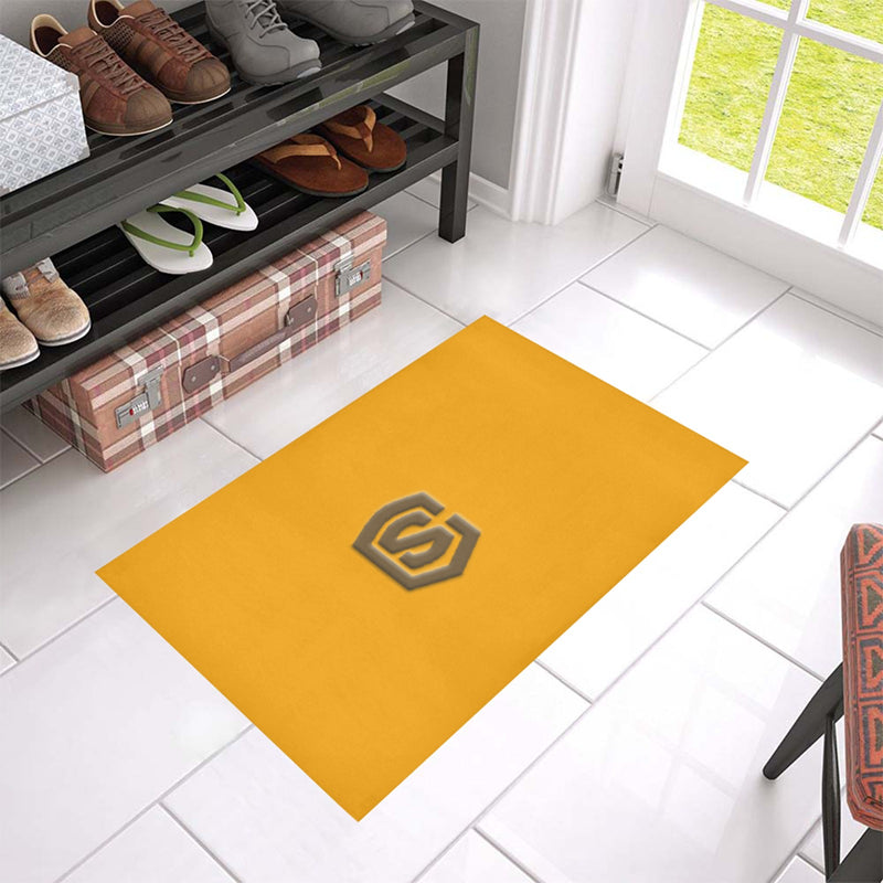 Orange Doormat 24" x 16" (Sponge Material) with Brown Logo Doormat 24" x 16" (Sponge Material)