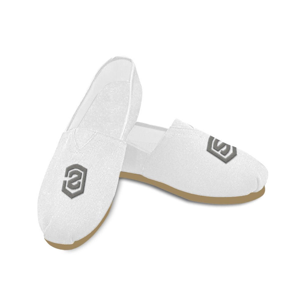 WHITE Casual Canvas Women's WITH GRAY LOGO Casual Canvas Women's Shoes (Model 004) (Designs are mirrored)