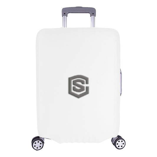 WHITE LUGGAGE COVER WITH GRAY LOGO Luggage Cover (Large Size) (26"-28")