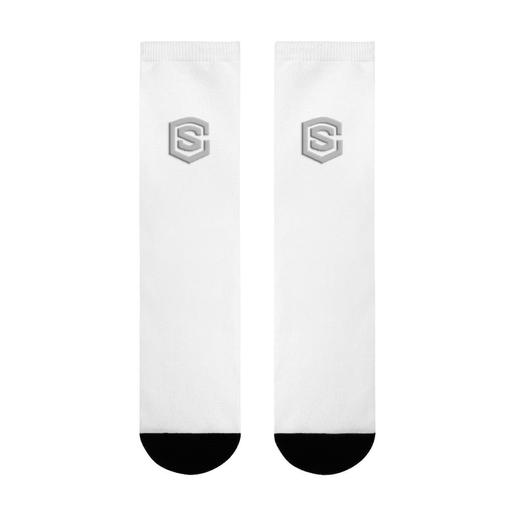 white Sublimation Crew Socks (EU) Silver Logo