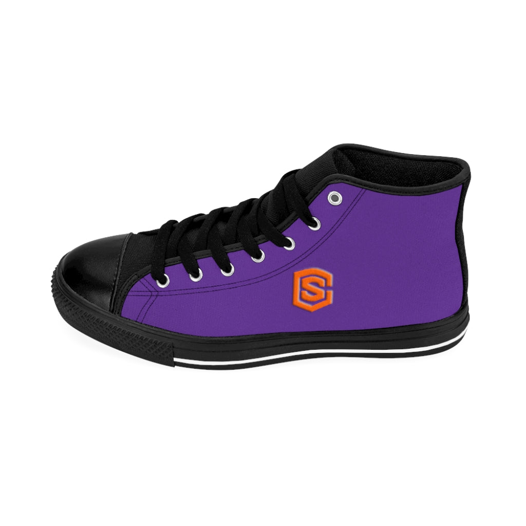 purple Men's High-top Sneakers - orange logo