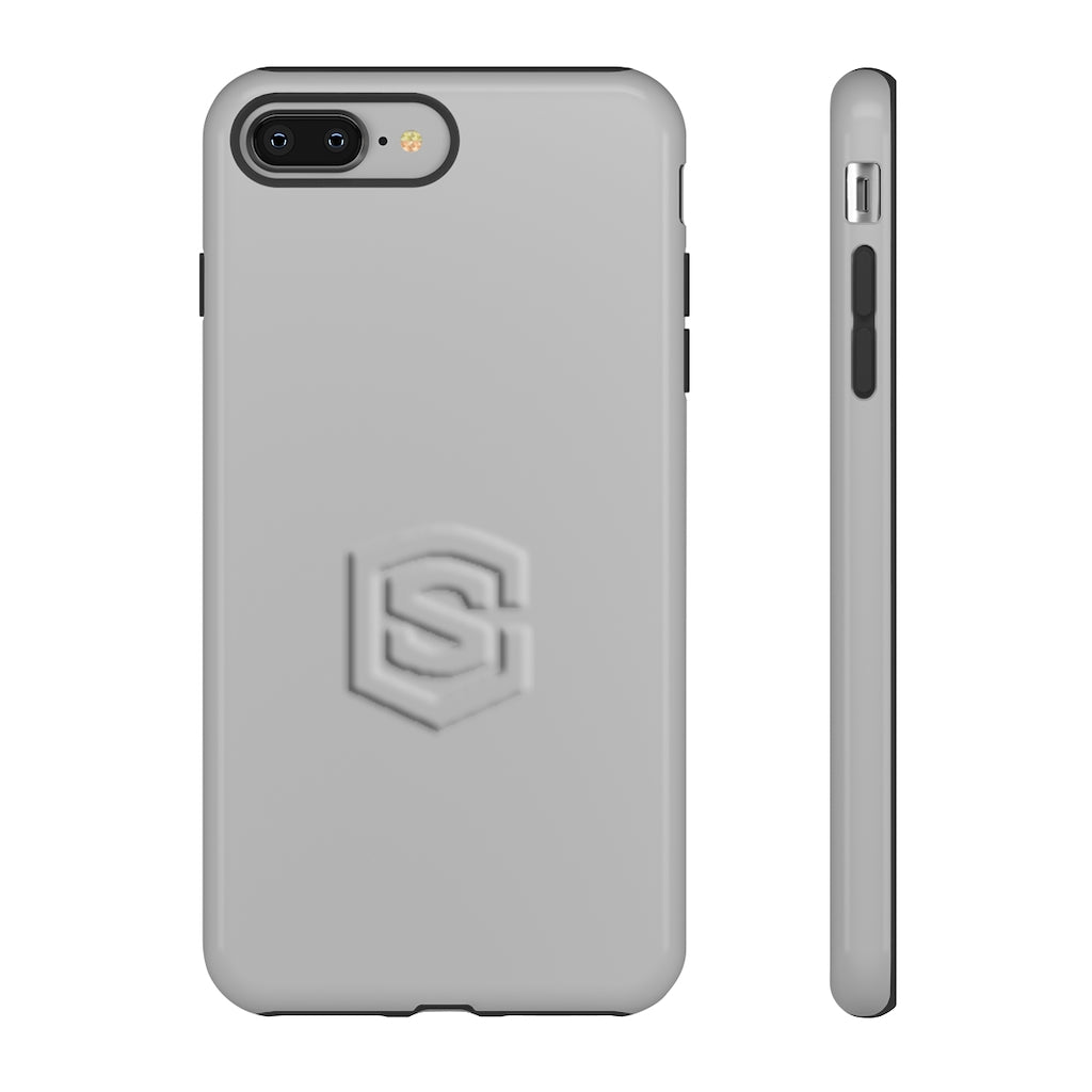 Grey Tough Cases Silver Logo