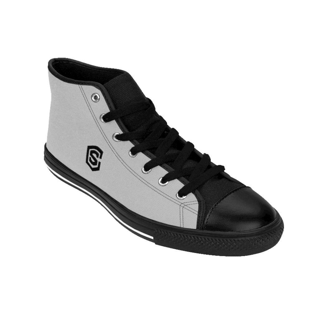 grey Men's High-top Sneakers - black logo
