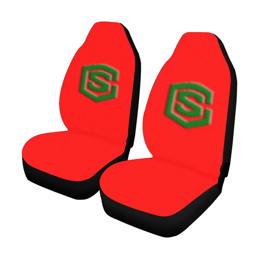 Red Car Seat Covers Green Logo Car Seat Covers (Set of 2)
