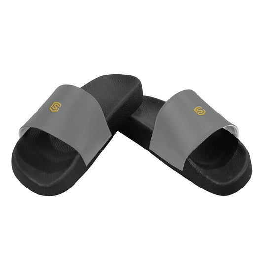 gold logo Women's Slide Sandals (Model 057)