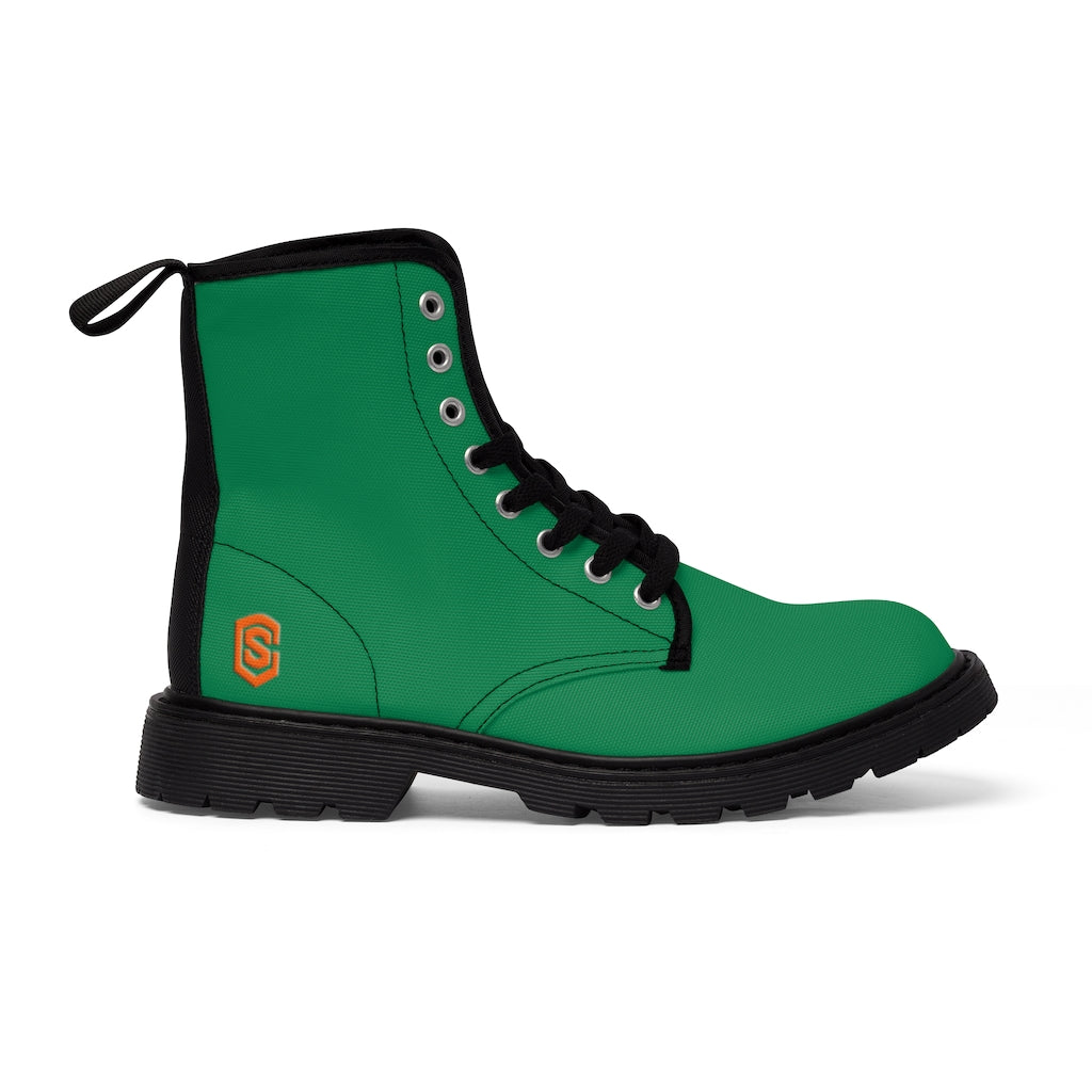 Green Men's Canvas Boots Orange Logo