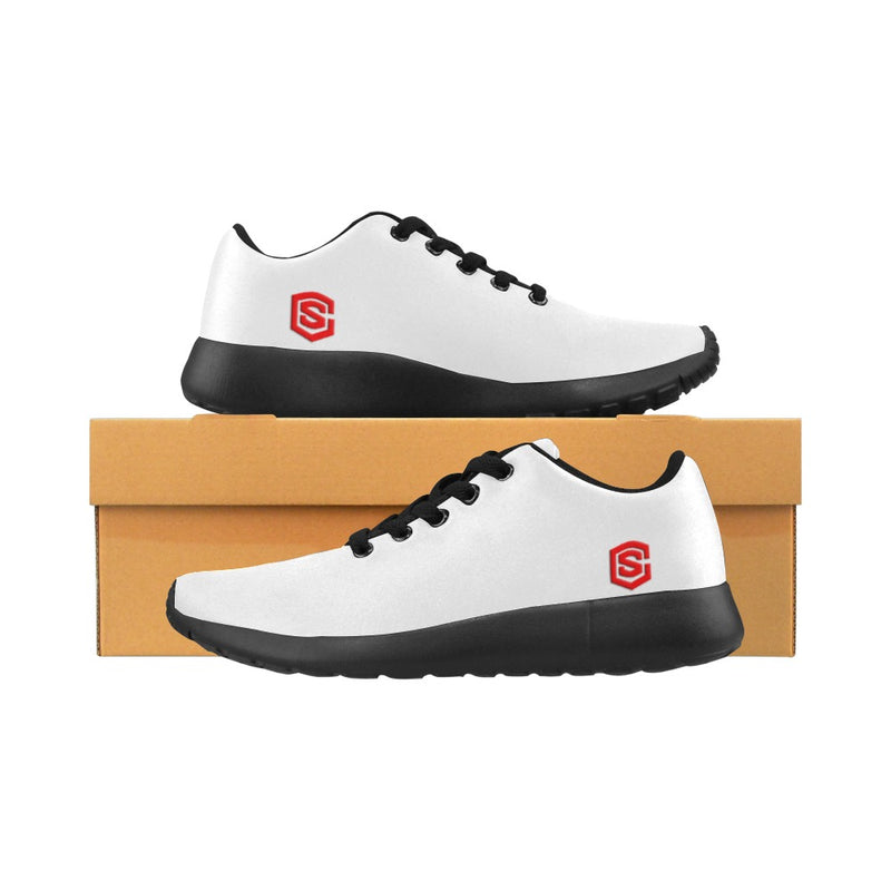 WHITE KID SNEAKER WITH RED LOGO Kid's Sneakers (Little Kid / Big Kid) (Model020)