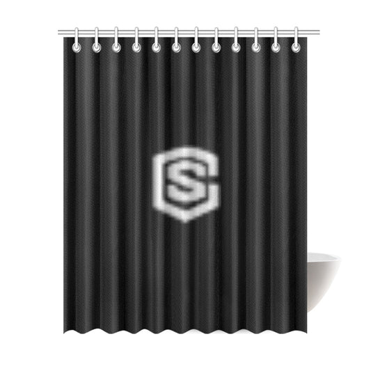 Black Shower Curtain 69"x84" with Silver Logo Shower Curtain 69"x84"