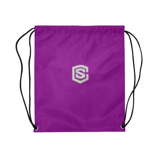 Purple Drawstring Bags Large With Silver Logo Drawstring Bags (Model 1604) (Large)