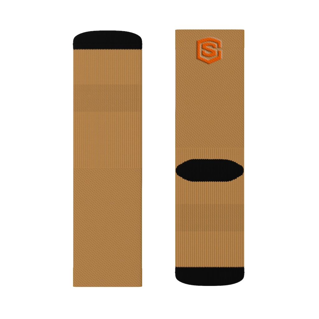 Brown Sublimation Socks Orange Logo
