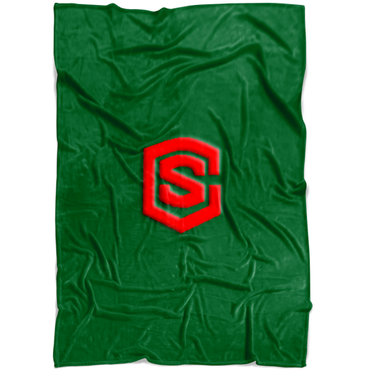 Green Fleece Blanket Red Logo