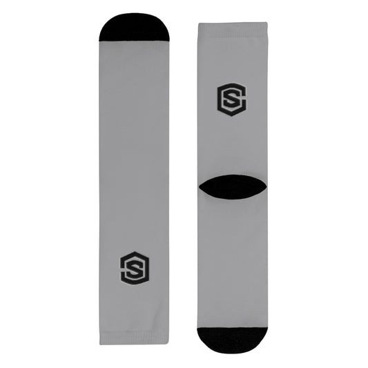Grey Sublimation Crew Socks (EU) Blue Logo